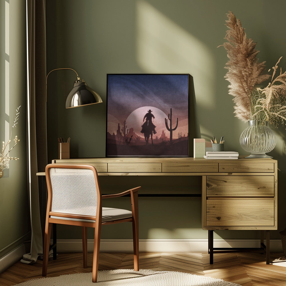 Cowboy Sunset Poster